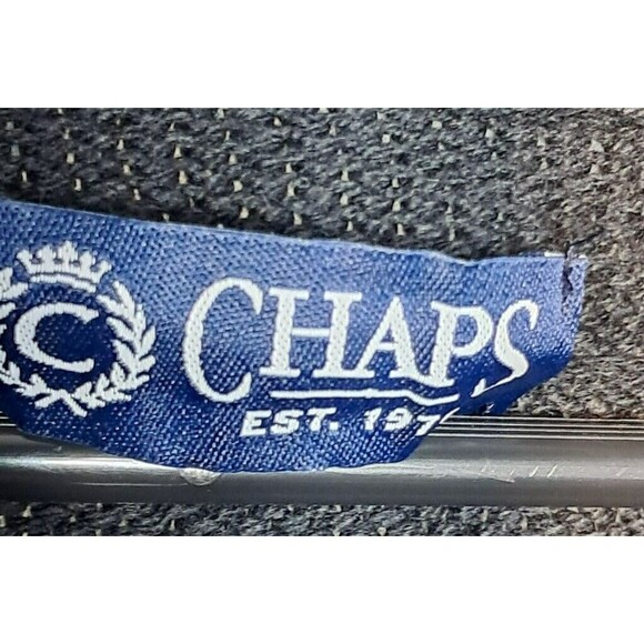 Chaps Grandpa Cardigan Knit Collared Sweater Button Up Long Sleeve Black Large - Picture 8 of 11